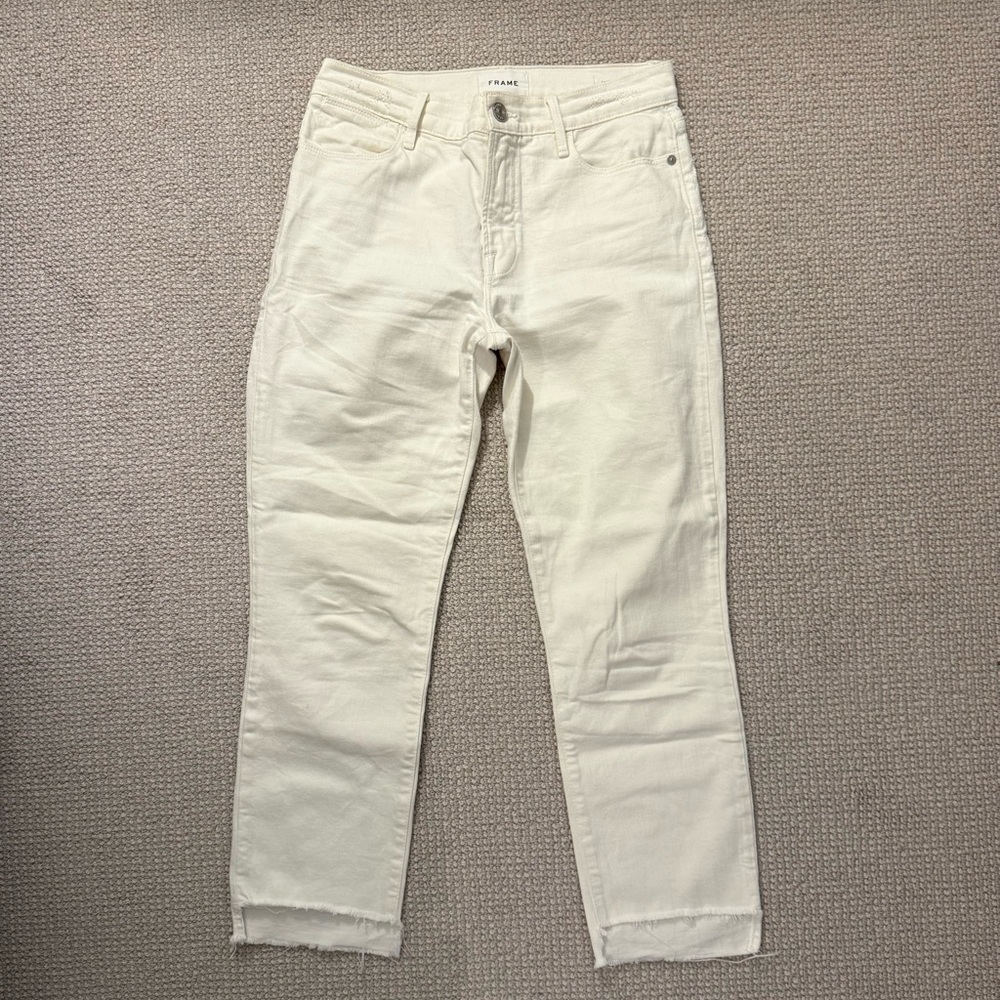 FRAME Cream Le High Straight Jeans
